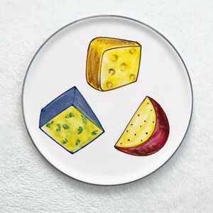 Vintage Elchinger France Cheese Plate 11” Hand Painted Porcelain Fromages Plate